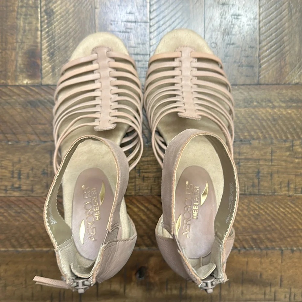 Aerosoles Heelrest Los Vegas Leather Strappy Wedge Sandal, Size 7.5
